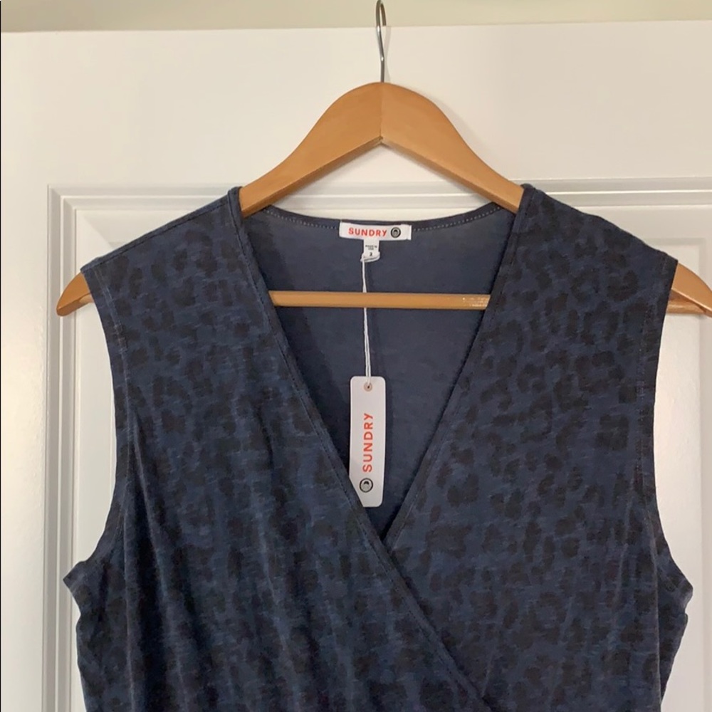 Sundry Leopard Wrap Jumpsuit